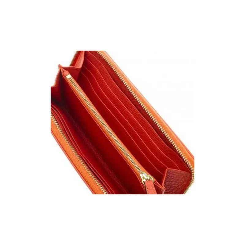 RAPPORT Genuine Leather Grained Leather Wallet Large Size Women's Orange-3