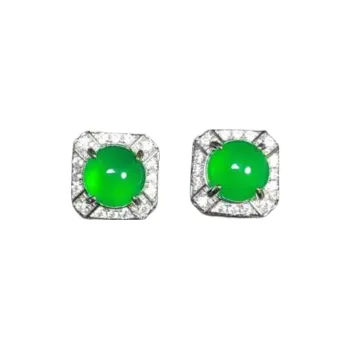 JUNWEN Chalcedony Stud Earrings Women's