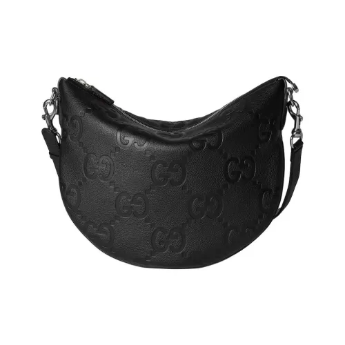 GUCCI Grained Leather Shoulder Bag Crossbody Bag Small Size Men's Black