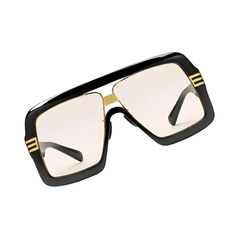 GUCCI Irregular Shape Sunglasses Men's Black-2