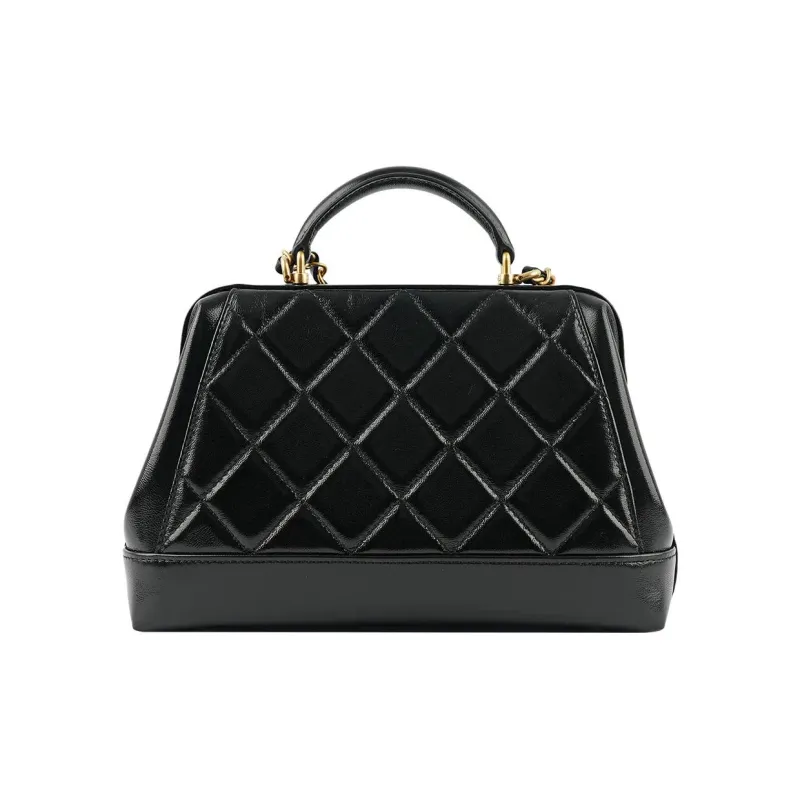 CHANEL 24A Lambskin Doctor Bag Handbag Women's Black-3