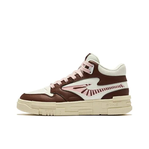 Erke Be Brave 2.0 High Top Skateboard Shoes Women's Microcrystal White Mocha Brown