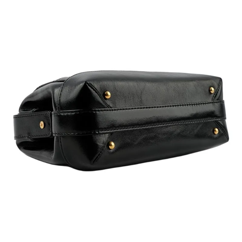 CHANEL 24A Lambskin Doctor Bag Handbag Women's Black-4