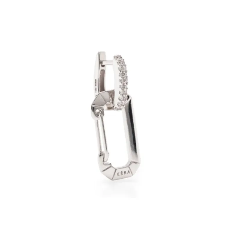 Eera 18kt White Gold Chiara Diamond Hoop Earring-0
