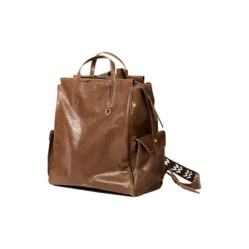 Songmont Genderless Vintage Vegetable Tanned Leather 16 Inch Laptop Bag Tubas Unisex Black/Brown