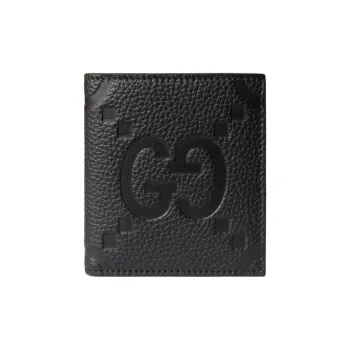 GUCCI Grained Leather Wallet Large Size Men's Black