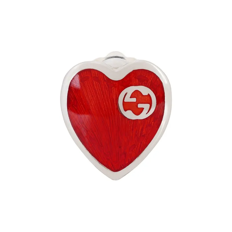 GUCCI GG 925 Sterling Silver Stud Earrings Women's Red-1