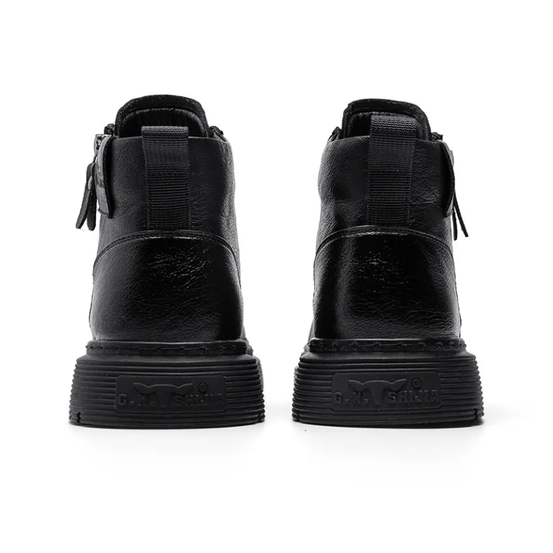 G.N.SHIJIA Casual Shoes Men Mid Top Black/Brown-13