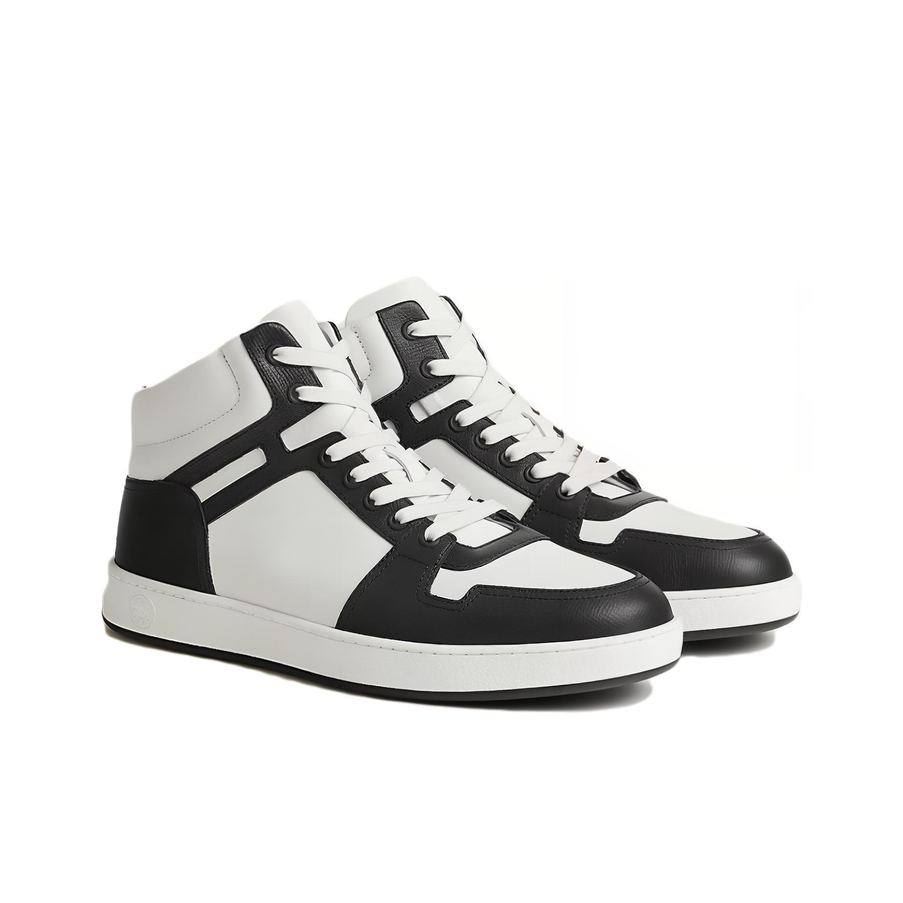 HERMES Skateboard Shoes Men High-Top White Original Shoe Box