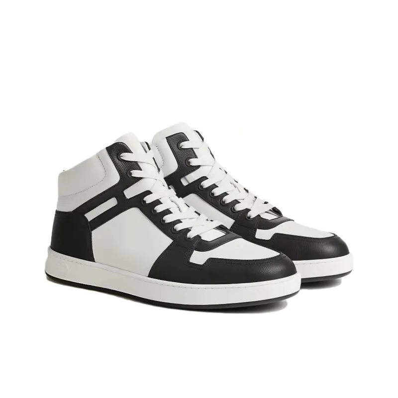 HERMES Inject High Top Skateboard Shoes Men's White-2