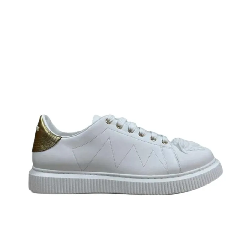 VERSACE Medusa Low Top Skateboard Shoes Men's White Gold-1