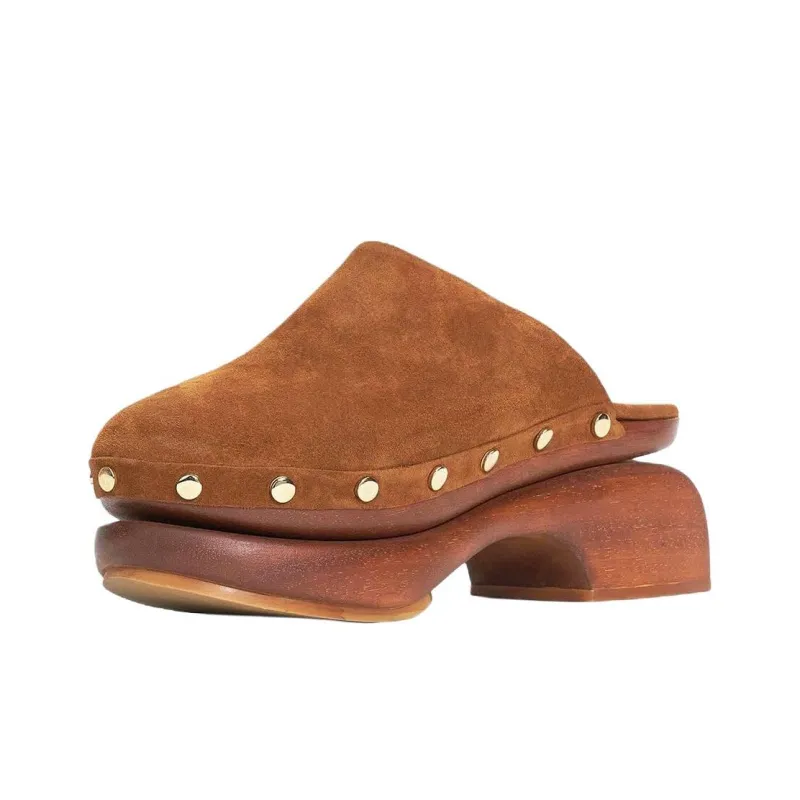 Staud Closed Toe Slippers 7.5cm Women's Brown-4