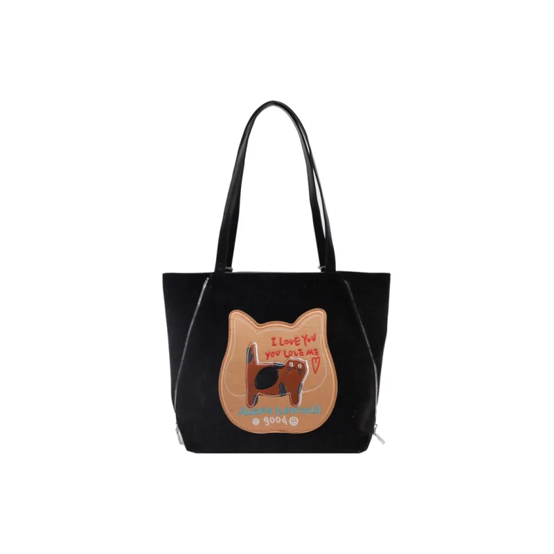 Meow In The Grass PU Shoulder Bag Handbag Tote Bag Regular Women's Coffee/Black/Gray/Pink-5