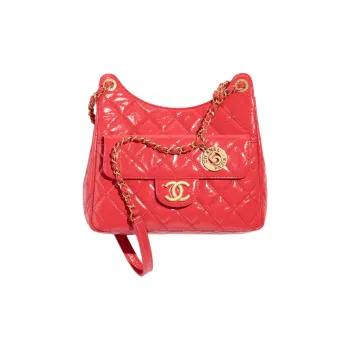 CHANEL Bright Wrinkle Waxed Calfskin Chihuahua Bag Crossbody Bag Women's Red
