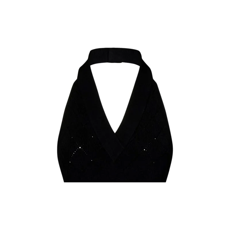 BALMAIN Halterneck Fitted Waist Midi Dress-2