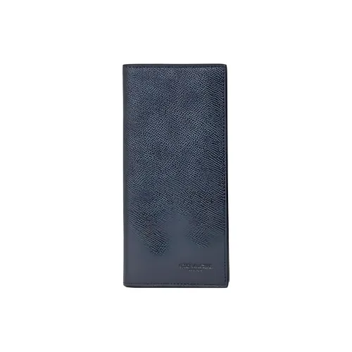 COACH Cross-Stitch Leather Card Holder Wallet Small Size Men's Navy Blue