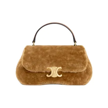 CELINE Shearling Handbag, Shoulder Bag Women's Brown