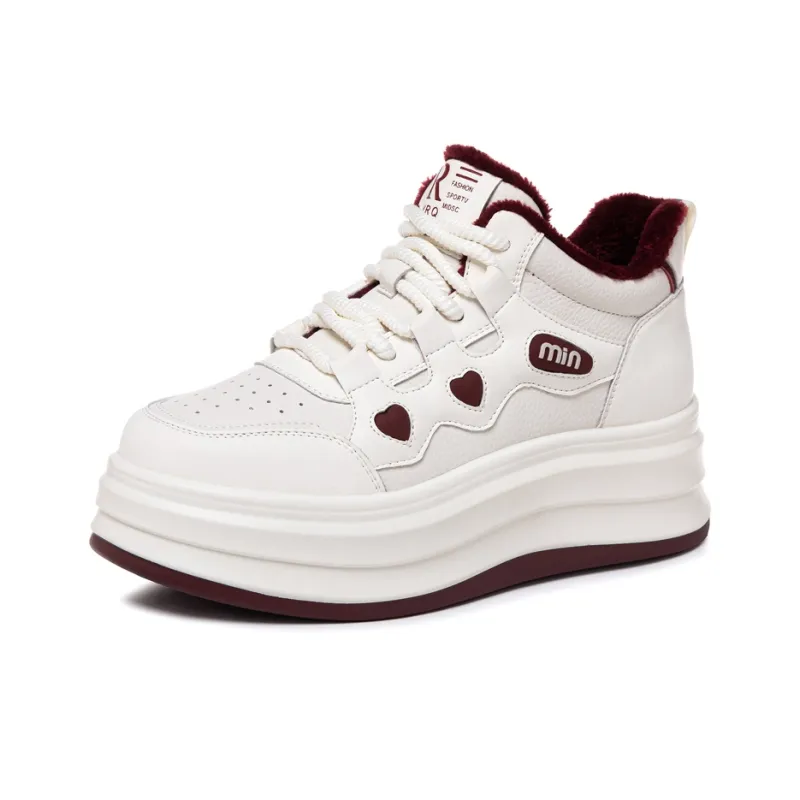 MEIZUSHENGHUI Slip Resistant Height Increasing Mid Top Skateboard Shoes Women's-1
