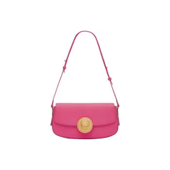 PECO Cow Leather Portable Crossbody Bag Shoulder Bag Small Size Women's Coral Pink/Apricot