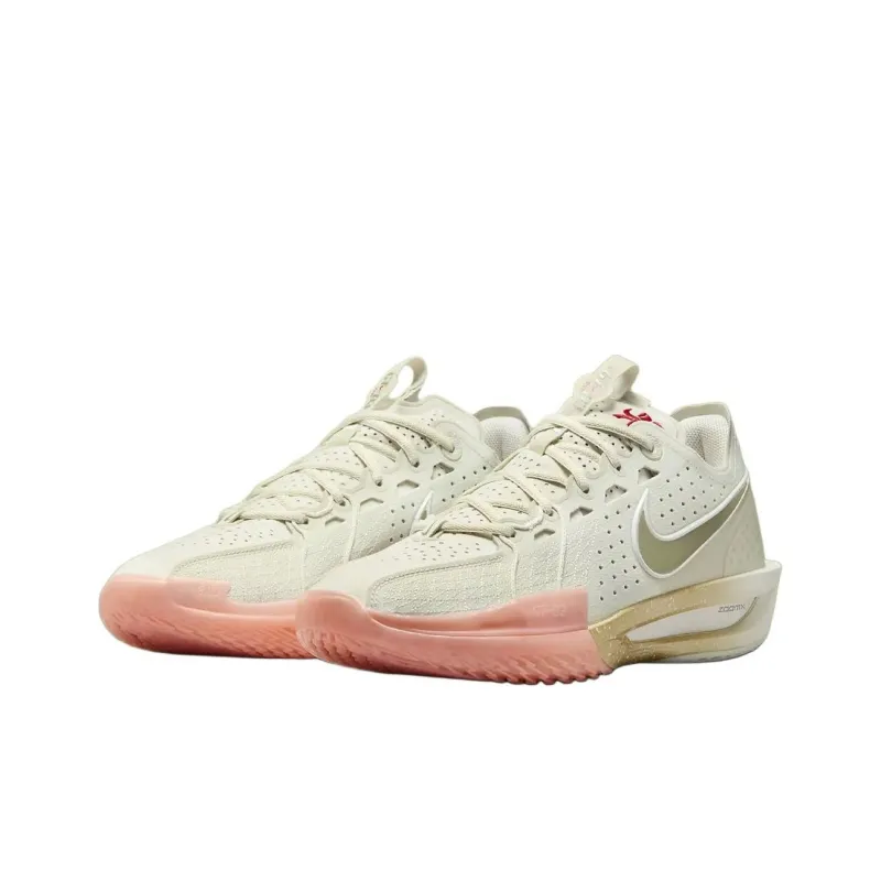 Nike Anti Slip Wear Resistant Low Top Basketball Shoes Men's White Green-2
