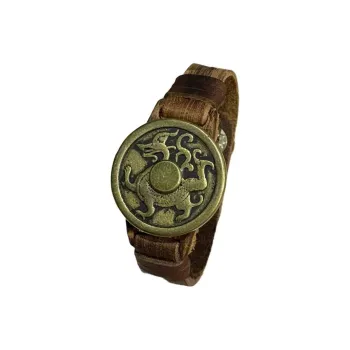 JIBAINANXI Copper Alloy Leather Wristbands Unisex