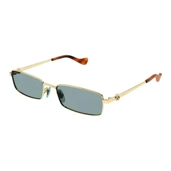 GUCCI Metal Rectangular Sunglasses Unisex Gold