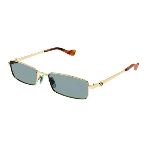 GUCCI Metal Rectangular Sunglasses Unisex Gold
