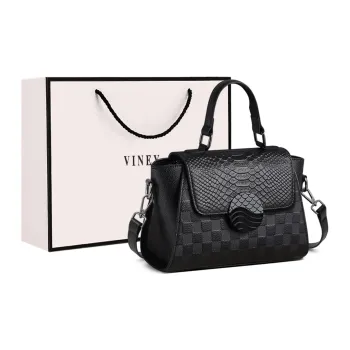 VINEY Cow Leather Handbags Shoulder Bag Crossbody Bag Regular Women's Black