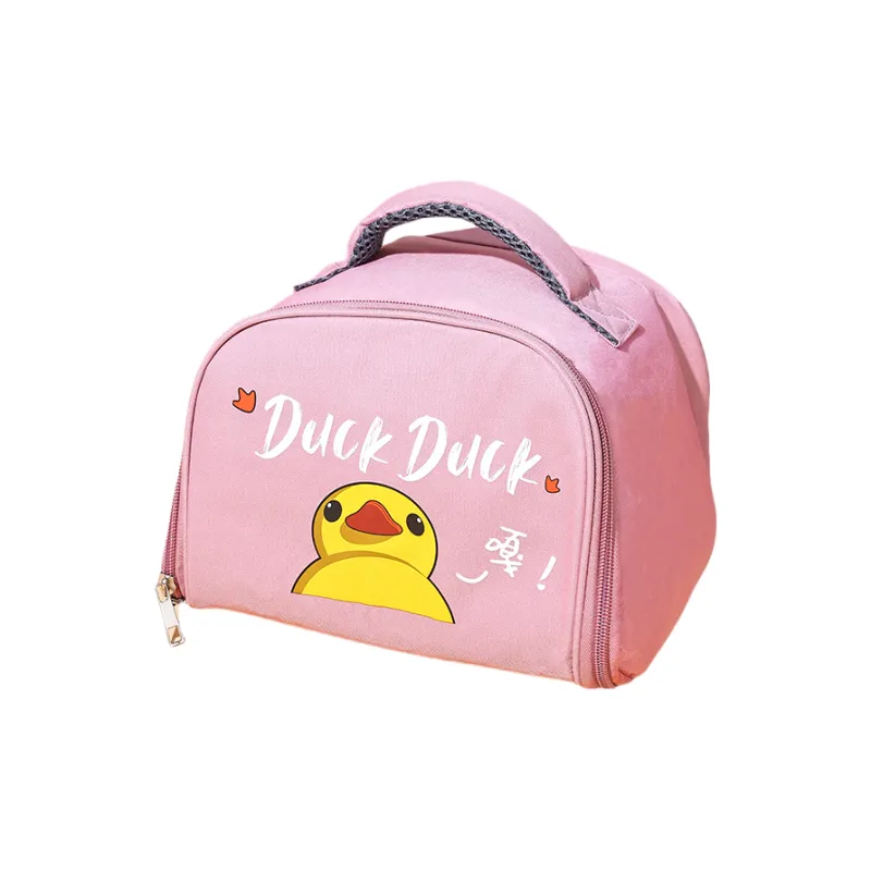 Qifeng Water-Resistant Oil-Proof Student Portable Lunch Box Insulated Bag Blue Yellow/Pink/Blue-5