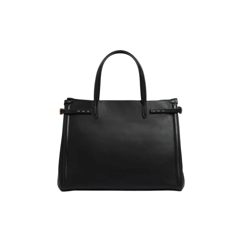 Valentino Calfskin Tote Bag Shopping Bag Shoulder Bag Crossbody Bag Handbag Medium Size Women's Black-3