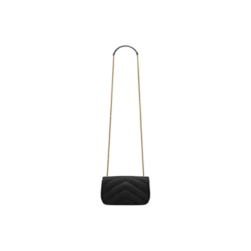 SAINT LAURENT LOULOU Sheepskin Shoulder Bag, Crossbody Bag Mini Women's Black-3