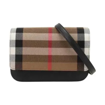 Burberry Grained Leather Shoulder Bag Crossbody Bag Women's Black