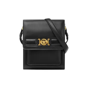 VERSACE MEDUSA BIGGIE Series Cow Leather Shoulder Bag Crossbody Bag Men's Black