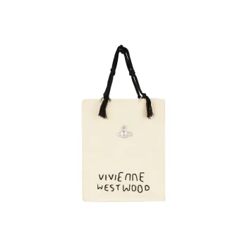 Vivienne Westwood Mabel Cotton Tote Bag, Shopping Bag, Handbag Large Size Women's White