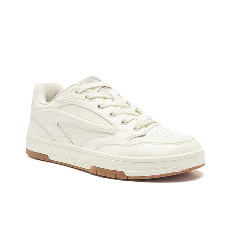 QIAODAN Anti Slip Wear Resistant Low Top Skateboard Shoes Men's White-1