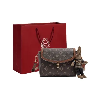 Old Man's Head Synthetic Leather One Shoulder Small Bag Crossbody Bag Small Size Women's Coffee