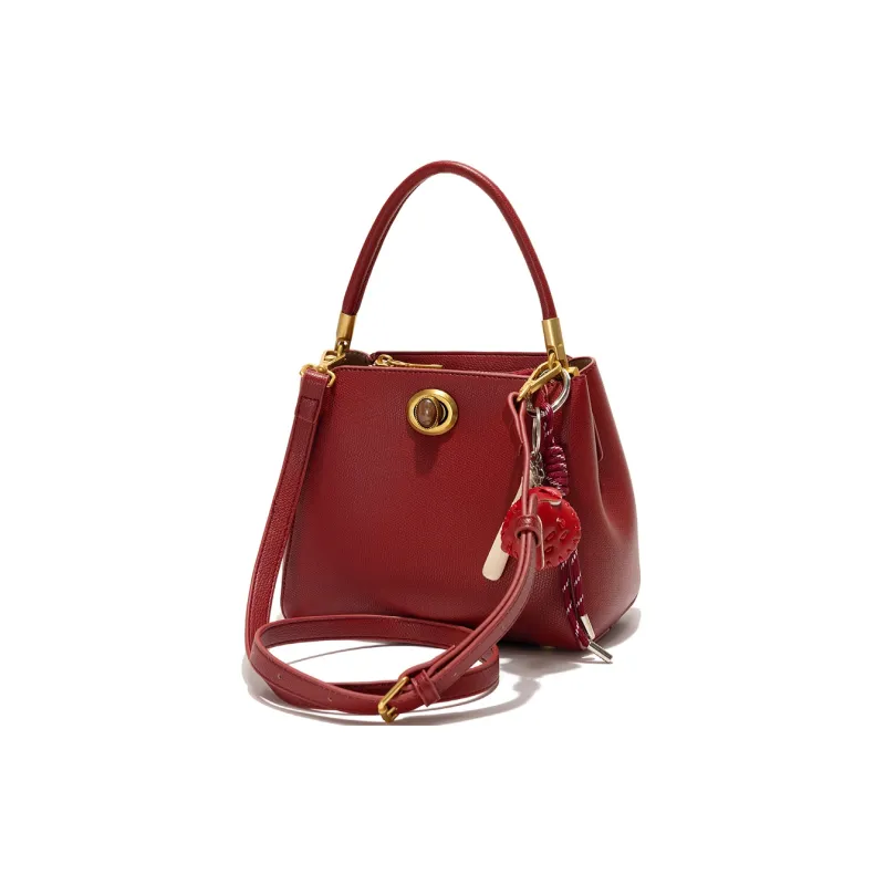 OCTSUI PVC Bucket Bags Shoulder Bag Crossbody Bag Handbag Women's Red-5