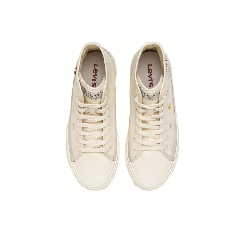 Levi's Slip Resistant Cushioning High Top Skateboard Shoes Women's Beige Gray-2