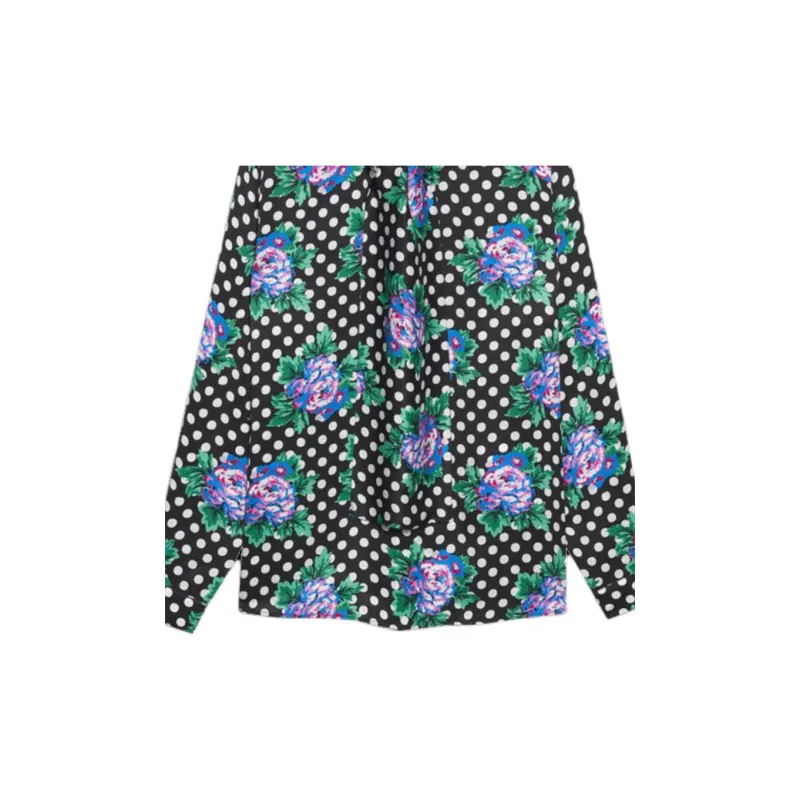 Balenciaga Floral Polka Dot Scarf Blouse 'Black'-3