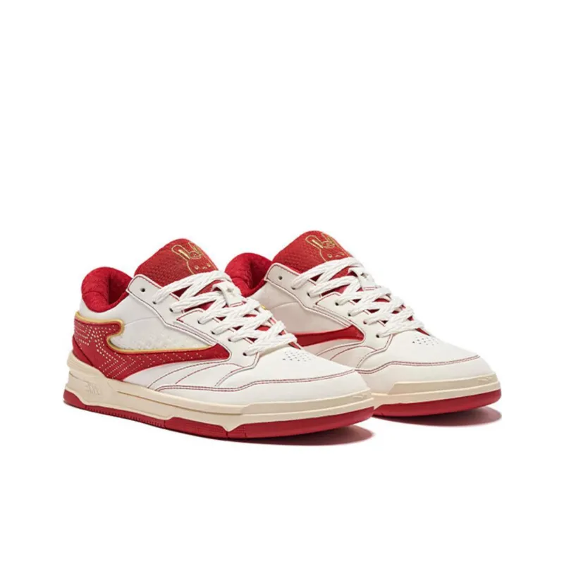 Erke No. 3 Single Non slip Lightweight Low Top Skateboard Shoes Men's Microcrystal White/Large Red-3
