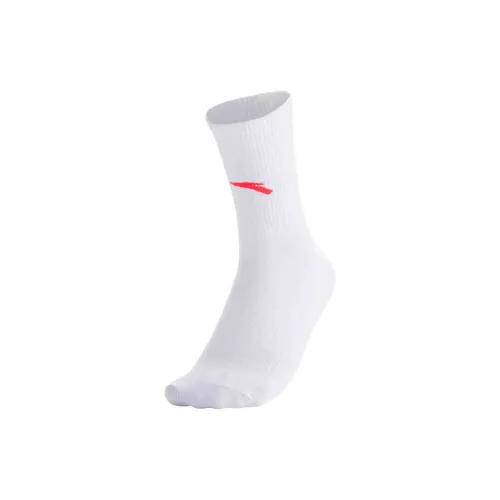 Anta Basketball Collection Knee-High Socks Men's 1 Pack Pure White/Alice Red