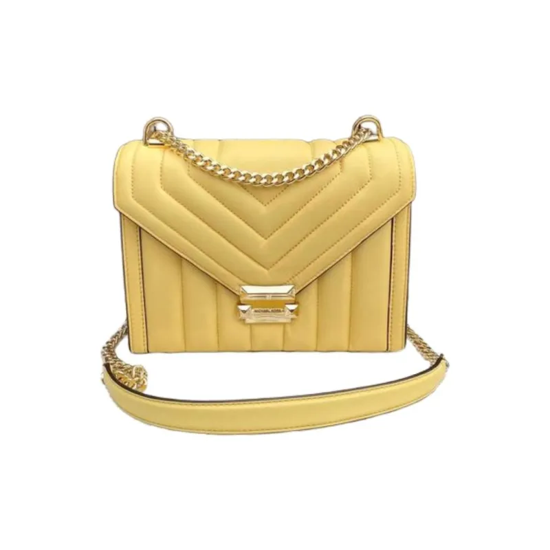 MICHAEL KORS Whitney Leather Shoulder Bag Crossbody Bag Small Size Women's Light Yellow-1