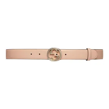 GUCCI Leather Belts Unisex Light Pink Width 3CM