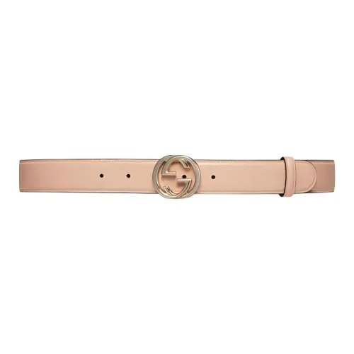 GUCCI Leather Belts Unisex Light Pink Width 3CM
