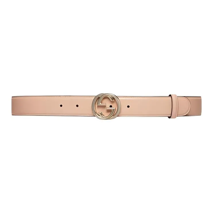 GUCCI Leather Belts Unisex Light Pink Width 3CM-0
