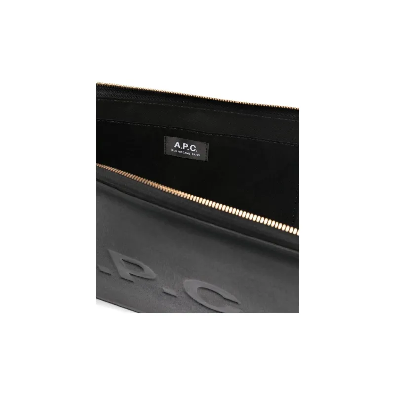 A.P.C PU Polyurethane Briefcase Clutch Women's Black-4