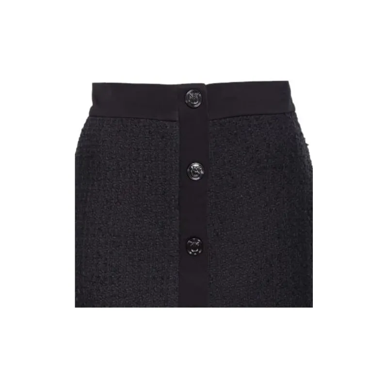 PINKO FW23 Minigonna In Tweed Con Rouches Casual Short Skirts Women's Black-3