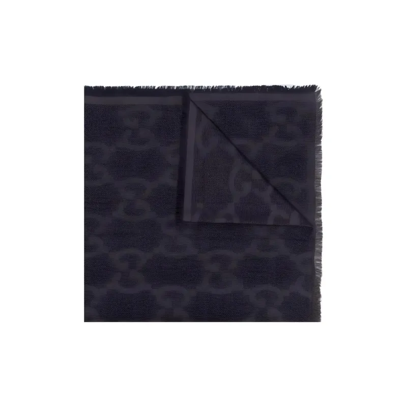 GUCCI Silk Wool Knit Scarves Unisex Black-0