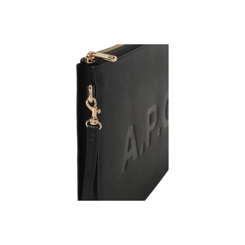 A.P.C PU Polyurethane Briefcase Clutch Women's Black-1
