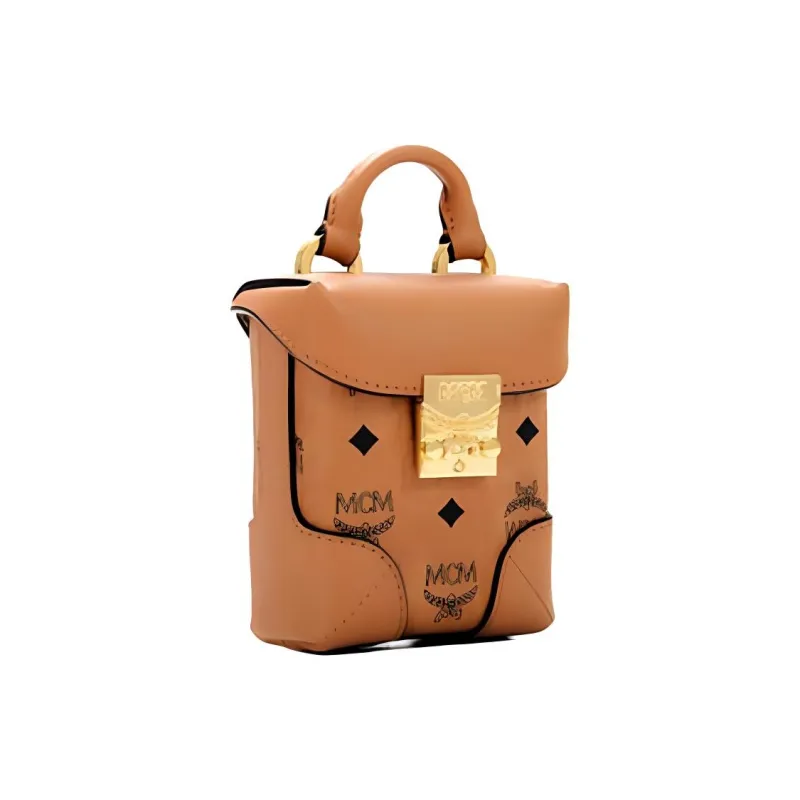 MCM Soft Berlin Visetos Cow Leather Crossbody Bag Men's Cognac-1